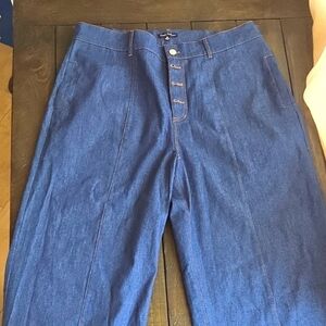 Blue Denim Wide-Leg Pants